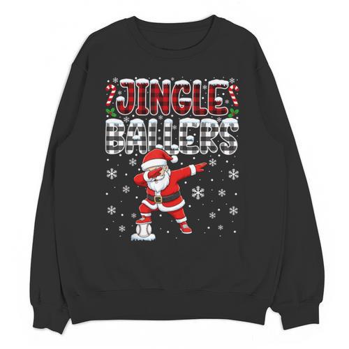 Jingle Ballers Plaid Santa Dabbing Baseball Christmas Unisex Sweatshirt - Sportilla