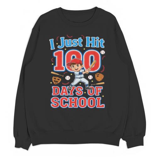 I Just Hit 100 Days Of School Baseball 100th Day Boys Kids Unisex Sweatshirt - Sportilla