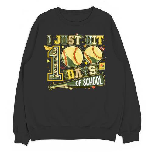 I Just Hit 100 Days Of School Baseball Teacher Boy Girl Kid Unisex Sweatshirt - Sportilla