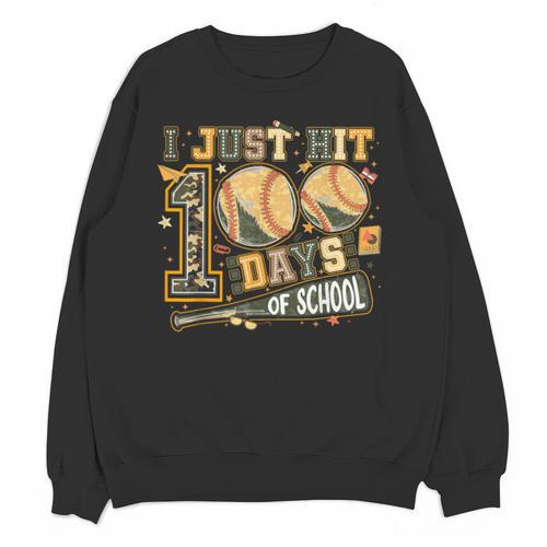 I Just Hit 100 Days Of School Camo Baseball Boy Kids Teacher Unisex Sweatshirt - Sportilla