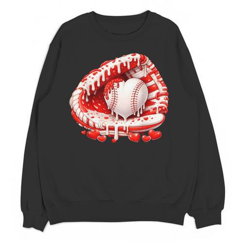 Kid Drip Ice Cream Baseball Heart Catcher Valentines Day Boy Unisex Sweatshirt - Sportilla