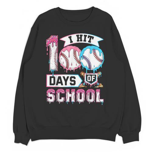 Kids 100 Days Of School Boys 100th Day Baseball Drip Toddler Unisex Sweatshirt - Sportilla