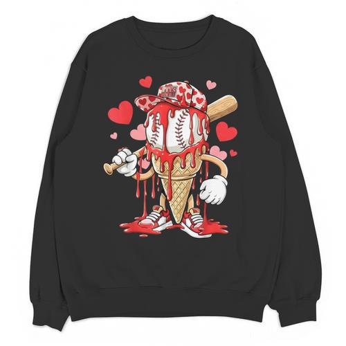 Kids Baseball Drip Ice Cream Apparel Kids Boys Valentine Unisex Sweatshirt - Sportilla