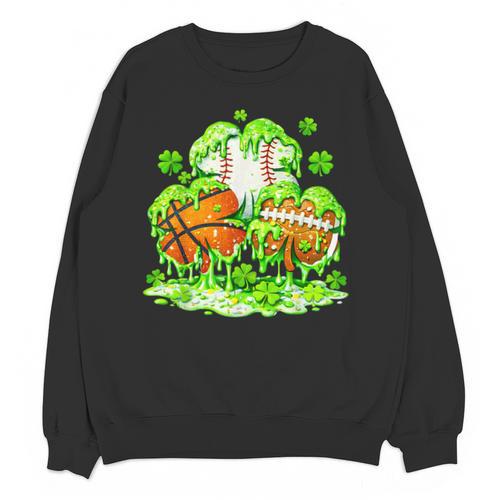 Kids St Patricks Day Shamrock Basketball Baseball Football Unisex Sweatshirt - Sportilla