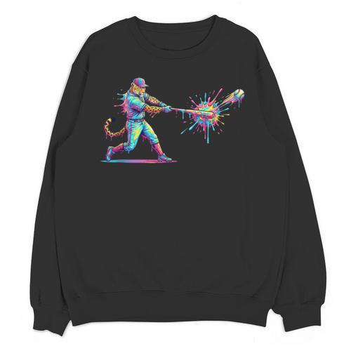 Leopard Baseball Player Ice Cream Drip For Boys Kids Unisex Sweatshirt - Sportilla