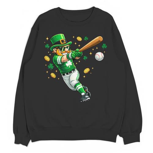 Leprechaun Play Baseball St Patrick's Day Men Kid Boys Unisex Sweatshirt - Sportilla