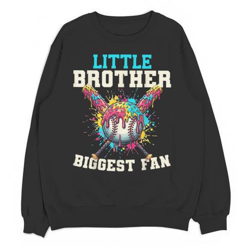 Little Brother Biggest Fan Baseball Cream Drip Crossed Bats Unisex Sweatshirt - Sportilla