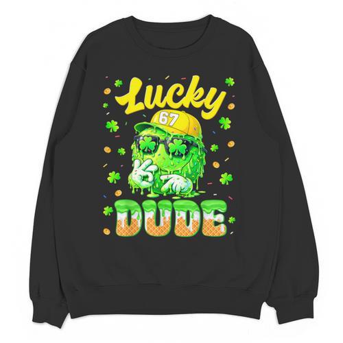 Lucky Dude Drip Baseball Shamrock St Patrick Men Boy Youth Unisex Sweatshirt - Sportilla