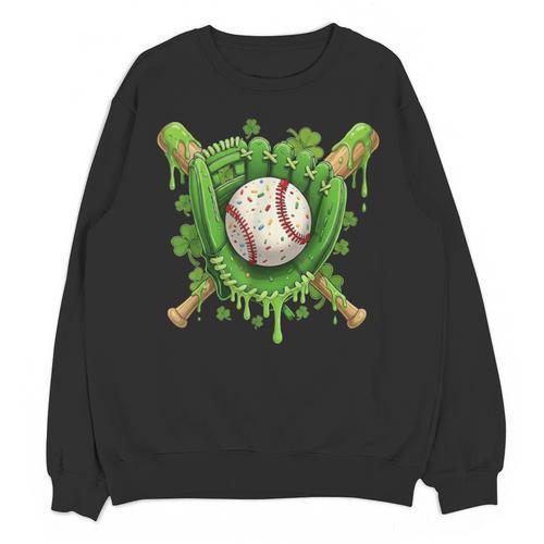 Lucky Shamrock Baseball Gloves Drip St Patrick's Day Boys Unisex Sweatshirt - Sportilla