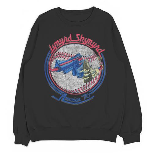 Lynyrd Skynyrd Skeleton Baseball Gun US Flag Cowboy Rock Fan Unisex Sweatshirt - Sportilla