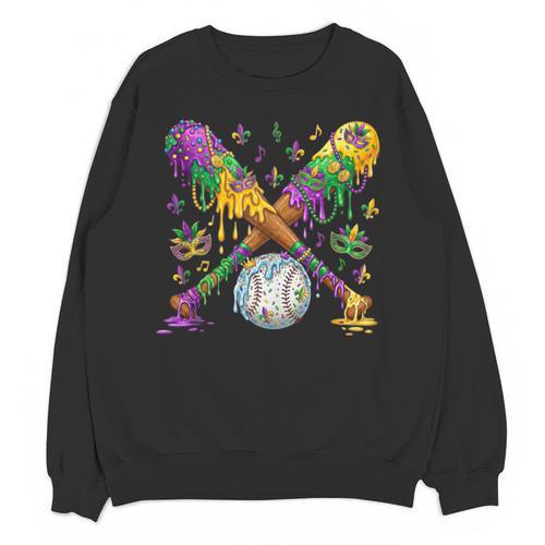Mardi Gras Baseball Drip Shirt Cool Dripping Baseball Drip Unisex Sweatshirt - Sportilla