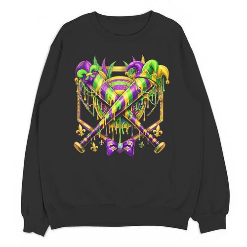 Mardi Gras Baseball Jester Hat New Orleans Men Women Kid Unisex Sweatshirt - Sportilla