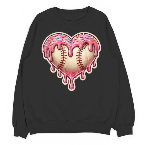 Melting Baseball Drip Heart Softball Player Lover Ice Cream Unisex Sweatshirt - Sportilla