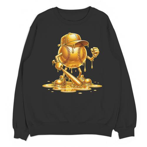 Melting Baseball Mascot Slugger Bat Cap Cartoon Unisex Sweatshirt - Sportilla
