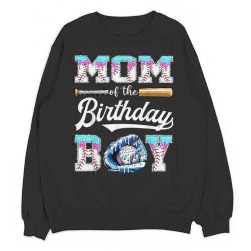 Mom Of The Birthday Boy Baseball Ice Cream Drip Matching Unisex Sweatshirt - Sportilla