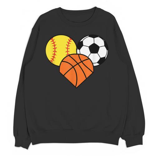 Mom Sports Heart Soccer Basketball Baseball Softball Unisex Sweatshirt - Sportilla