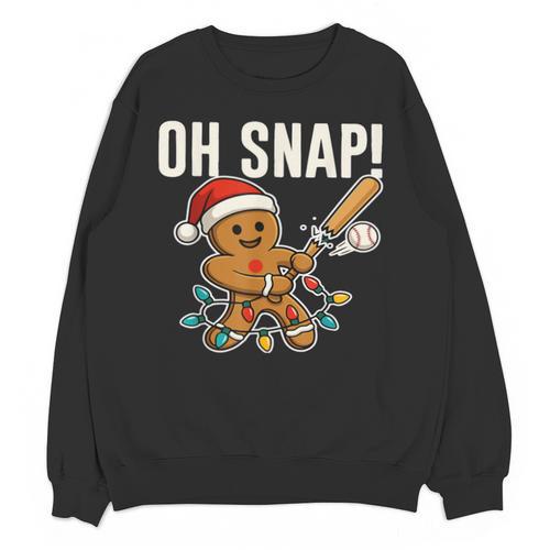 Oh Snap Gingerbreadman Christmas Baseball Humor Unisex Sweatshirt - Sportilla