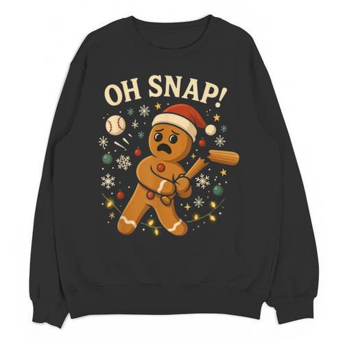 Oh Snap Gingerbreadman Christmas Baseball Unisex Sweatshirt - Sportilla