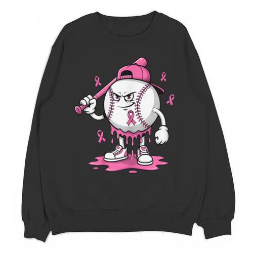 Pink Ribbon Baseball Breast Cancer Awareness Unisex Sweatshirt - Sportilla