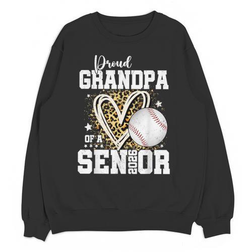 Proud Grandpa Of A 2026 Senior Baseball Graduation Leopard Unisex Sweatshirt - Sportilla