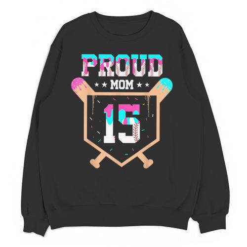 Proud Mom Baseball Player Number 15 Ice Cream Drip Unisex Sweatshirt - Sportilla
