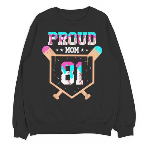 Proud Mom Baseball Player Number 81 Ice Cream Drip Unisex Sweatshirt - Sportilla