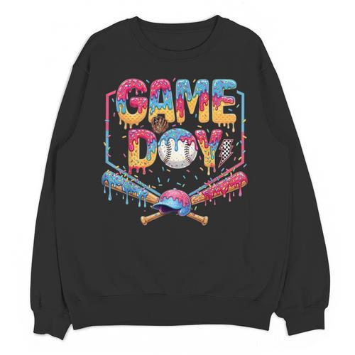 Retro Game Day Baseball Ice Cream Drip For Men Boy Kids Unisex Sweatshirt - Sportilla