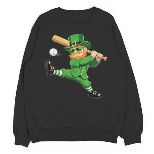 Retro Leprechaun Baseball St Patricks Day Sport Men Boy Kids Unisex Sweatshirt - Sportilla