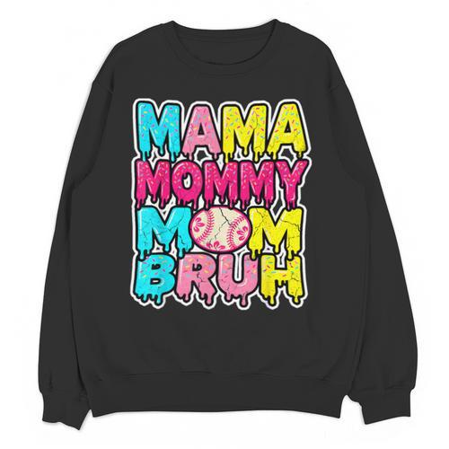 Retro Mama Mommy Mom Bruh Baseball Women Girls Unisex Sweatshirt - Sportilla