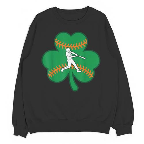Retro Shamrock Baseball St Patricks Day Men Women Boys Girls Unisex Sweatshirt - Sportilla