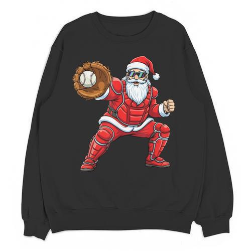 Santa Playing Baseball Baseball Lover Baseballer Xmas Unisex Sweatshirt - Sportilla