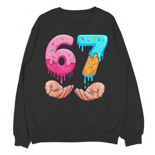 Six Seven 6-7 Baseball Ice Cream Drip 67 Meme Hands Unisex Sweatshirt - Sportilla