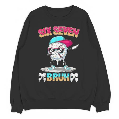 Six Seven 67 Meme Ice Cream Drip Baseball Dabbing Boy Kids Unisex Sweatshirt - Sportilla