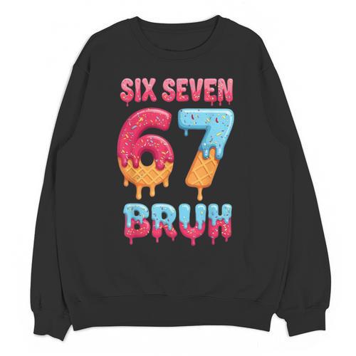 Six Seven Bruh 67 Ice Cream Drip Baseball For Men Women Kids Unisex Sweatshirt - Sportilla