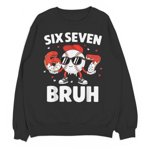 Six Seven Bruh Valentines Baseball Kids 67 Valentine Boys Unisex Sweatshirt - Sportilla