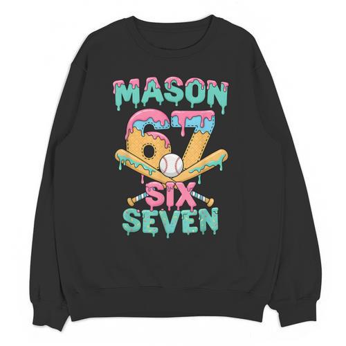 Six Seven Meme Mason Ice Cream Drip Baseball Number 67 Unisex Sweatshirt - Sportilla