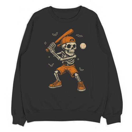 Skeleton Baseball Player Costume Halloween Men Boys Unisex Sweatshirt - Sportilla