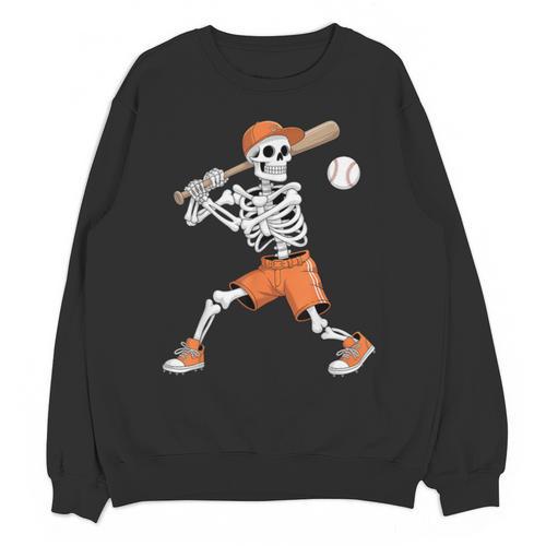 Skeleton Batting Baseball Halloween Unisex Sweatshirt - Sportilla