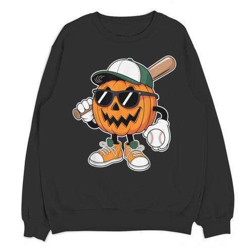 Spooky Jack O Lantern Baseball Halloween Costumes Boys Unisex Sweatshirt - Sportilla