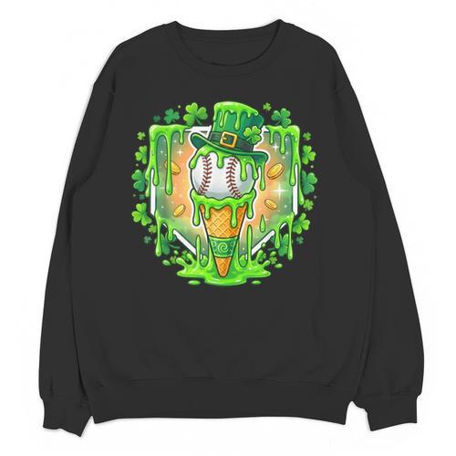 St Patrick Day Baseball Drip Ice Cream Baseball Home Plate Unisex Sweatshirt - Sportilla