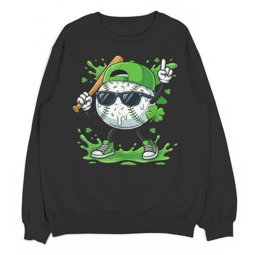 St Patrick Day Baseball Drip Ice Cream Baseball Player Men Unisex Sweatshirt - Sportilla
