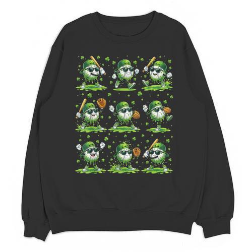 St Patricks Day Baseball Ice Cream Boys Baseball Player Unisex Sweatshirt - Sportilla