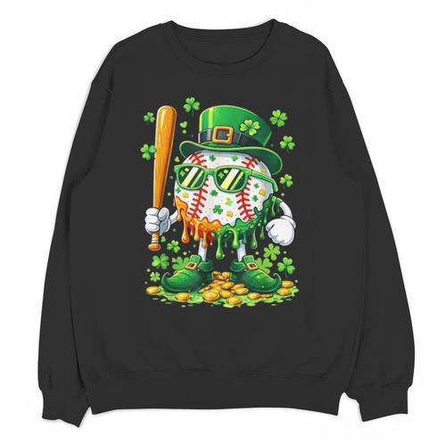 St Patricks Day Baseball Ice Cream Baseball Player Cartoon Unisex Sweatshirt - Sportilla