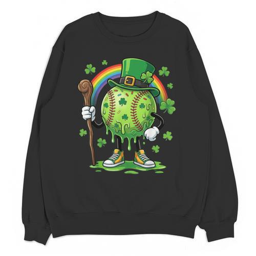 St Patricks Day Baseball Leprechaun Rainbow Green Baseball Unisex Sweatshirt - Sportilla