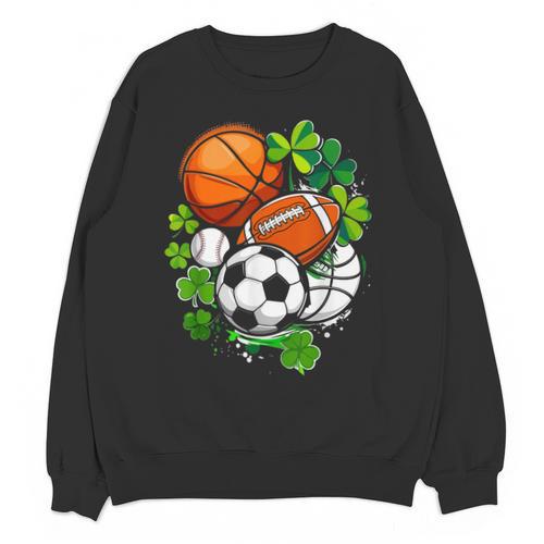 St Patricks Day Shamrock Basketball Baseball Football Soccer Unisex Sweatshirt - Sportilla
