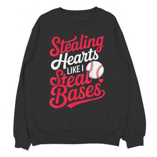 Stealing Hearts Like I Steal Bases Cute Baseball Boys Unisex Sweatshirt - Sportilla