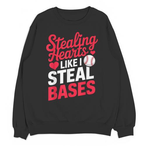 Stealing Hearts Like I Steal Bases Cute Baseball Valentine Unisex Sweatshirt - Sportilla