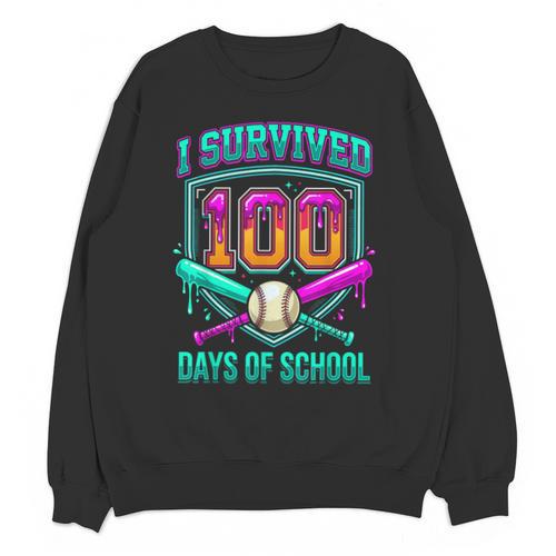 I Survived 100 Days Of School Baseball Drip Unisex Sweatshirt - Sportilla