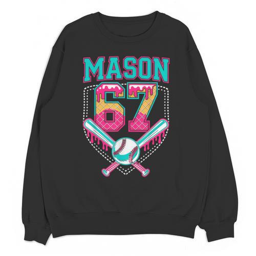 Trendy Mason 67 Mem Ice Cream Drip Baseball Birthday Costume Unisex Sweatshirt - Sportilla