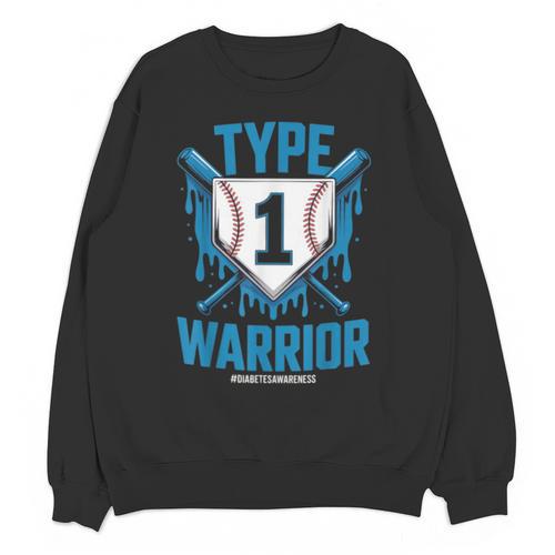 Type 1 Warrior Diabetes Awareness Baseball Enthusiasts Unisex Sweatshirt - Sportilla